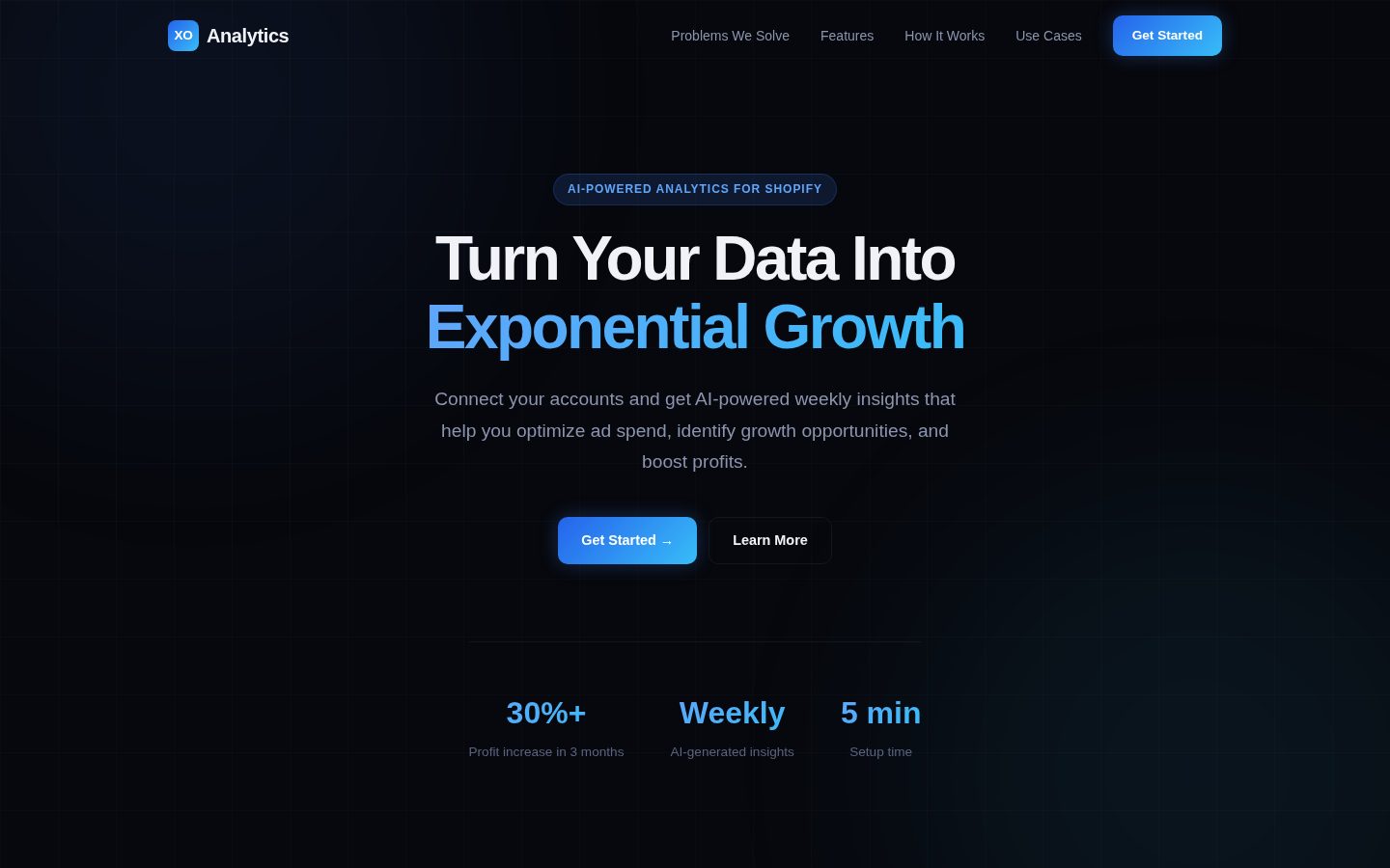 Xo Analytics Homepage