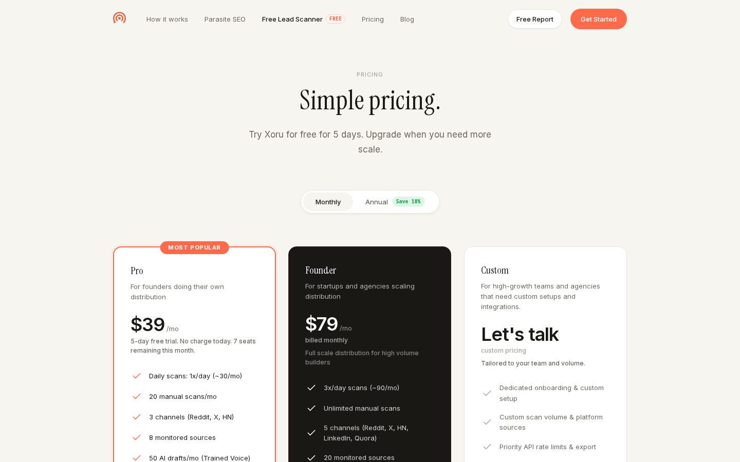Xoru Pricing