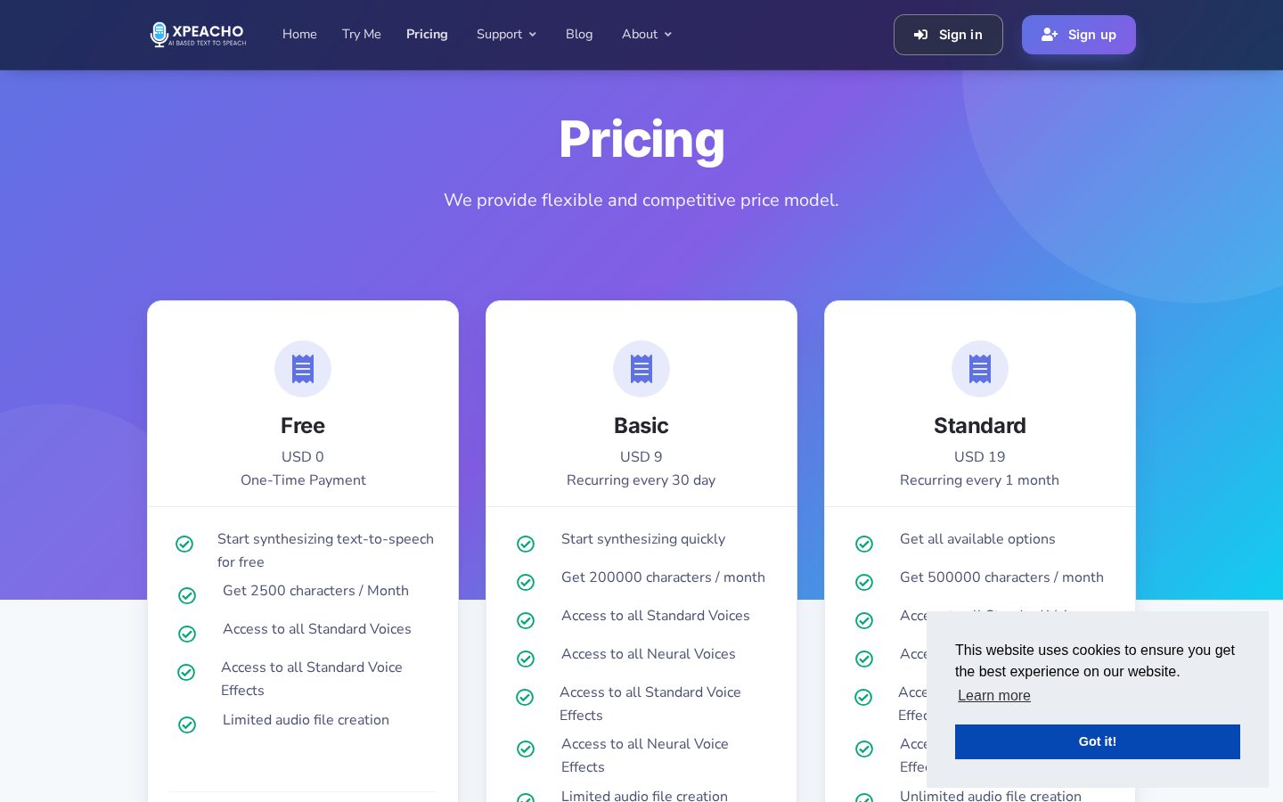 Xpeacho Pricing