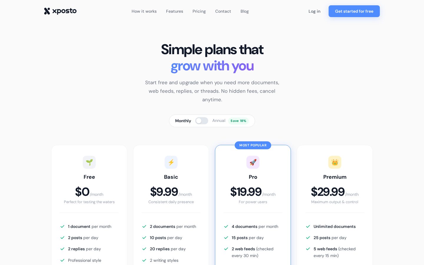 Xposto Pricing