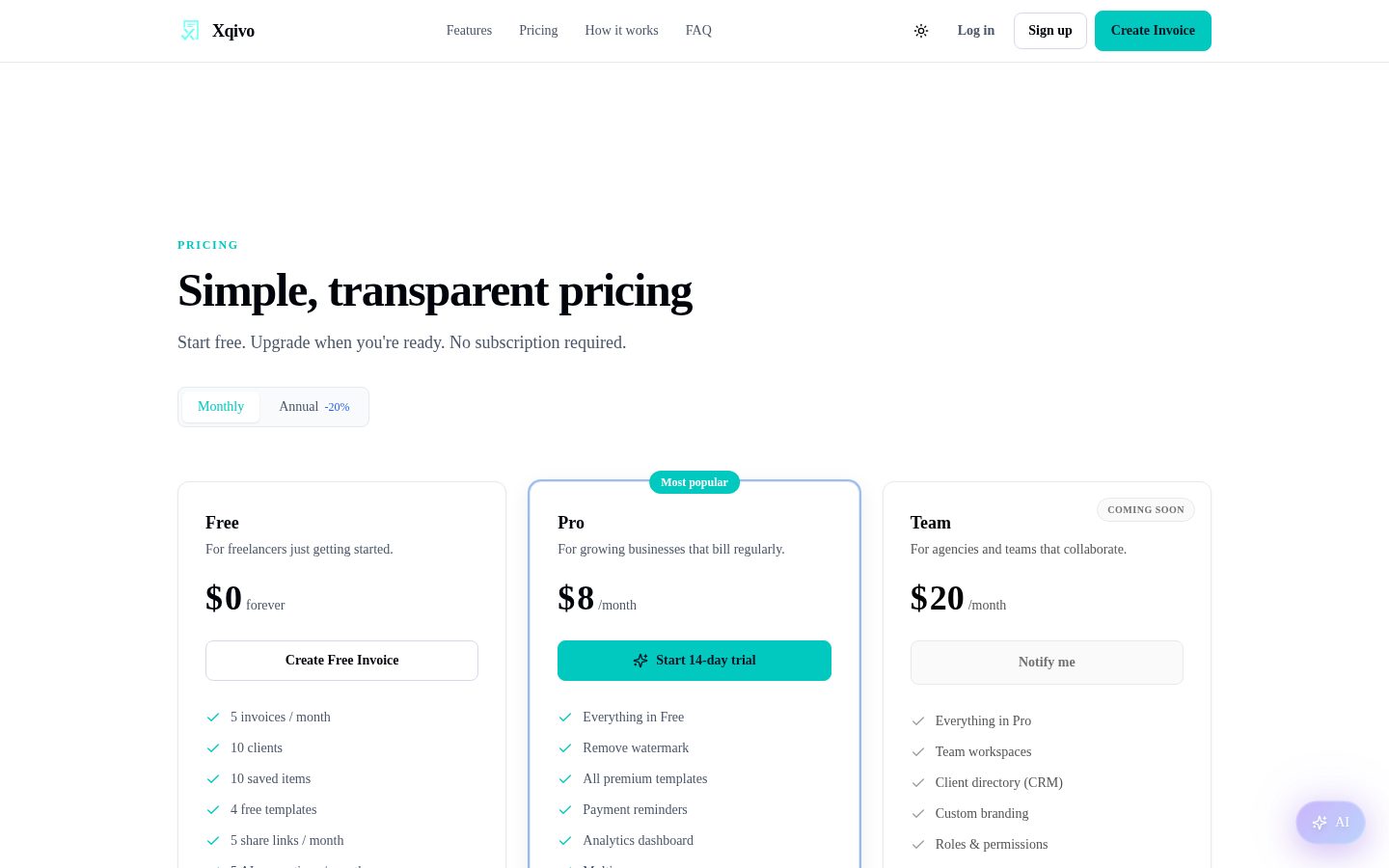 Xqivo Pricing