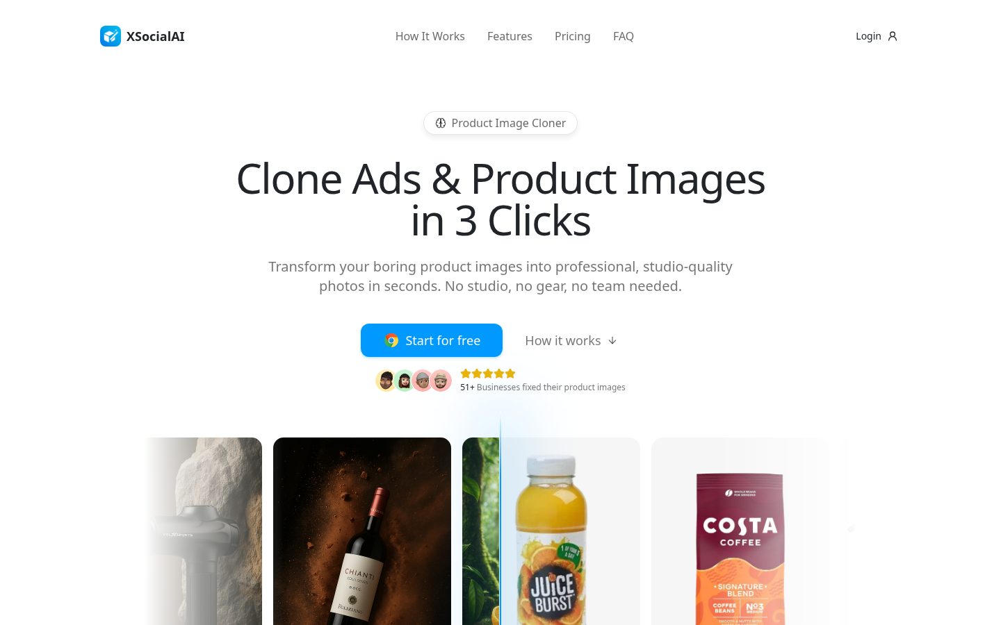 XSocialAI - Product Image Cloner Homepage