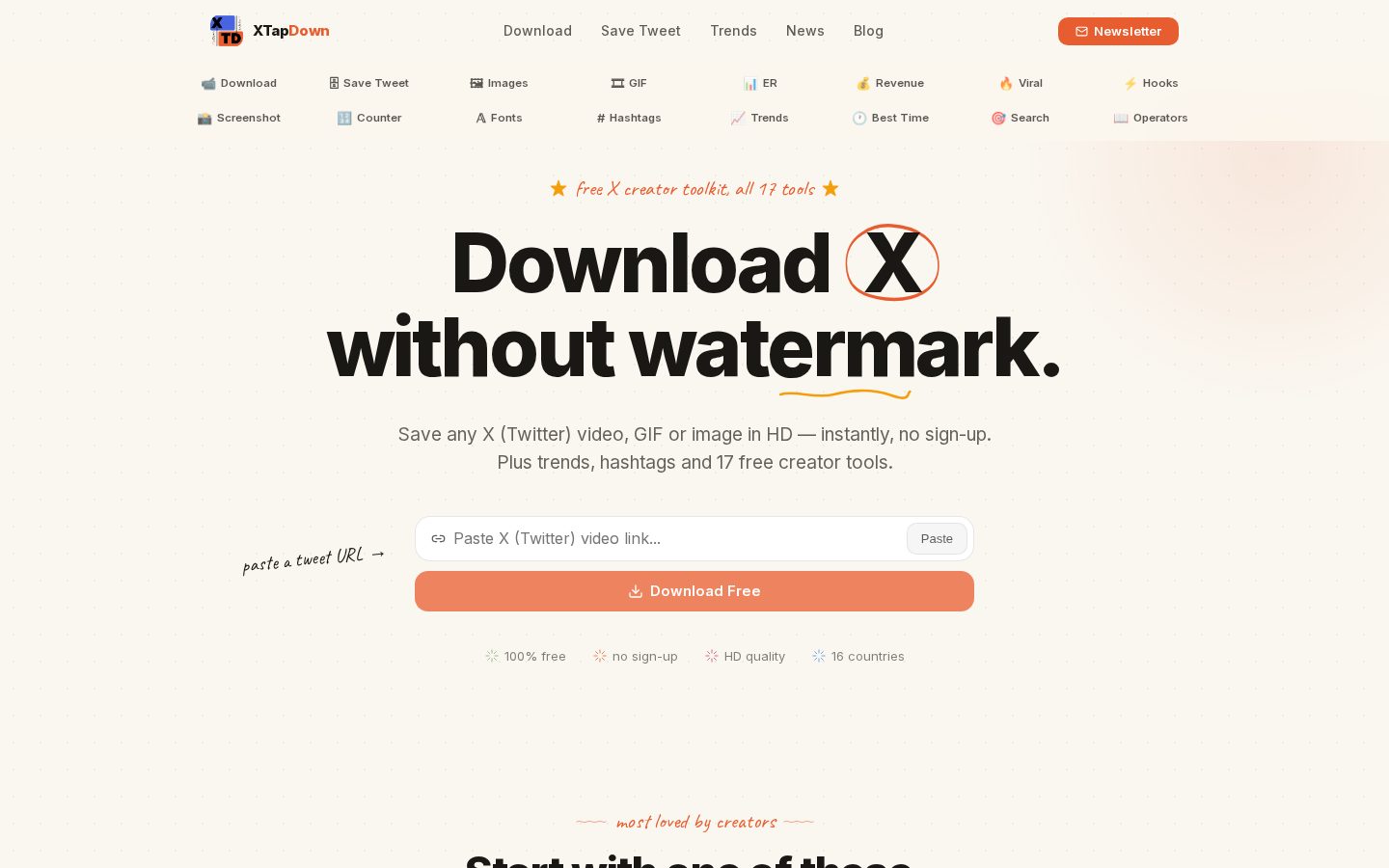 XTapDown Homepage
