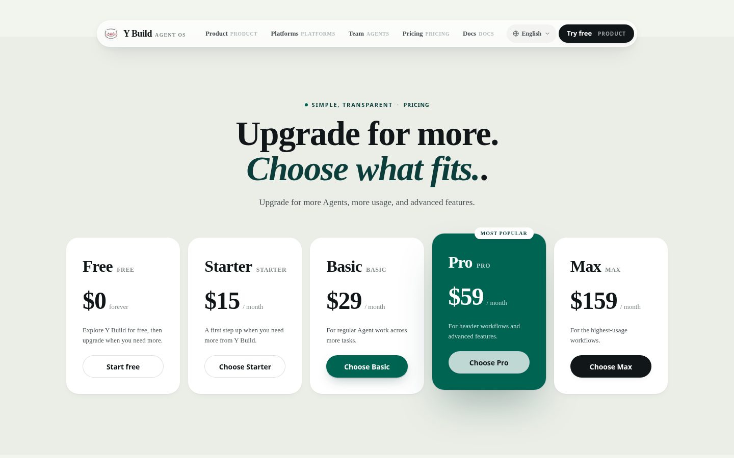 Y Build Pricing