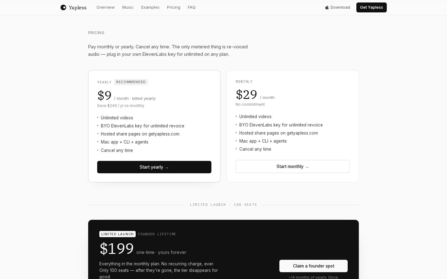 Yapless Pricing