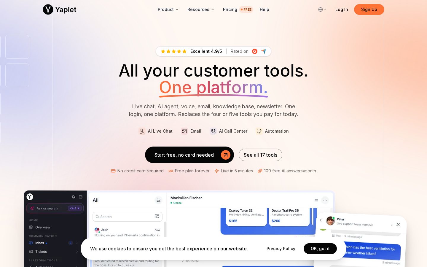 Yaplet Homepage