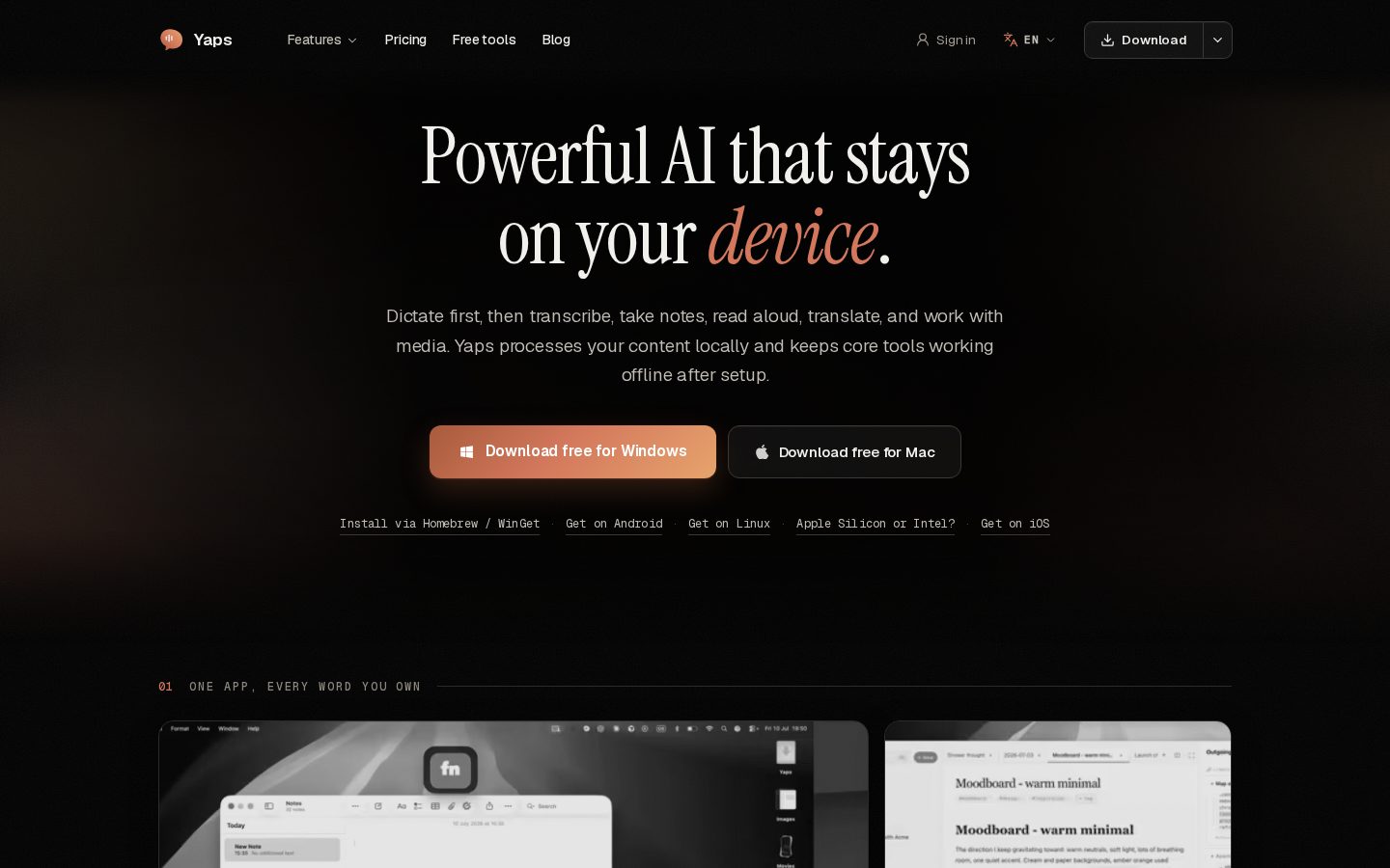 yaps.ai Homepage