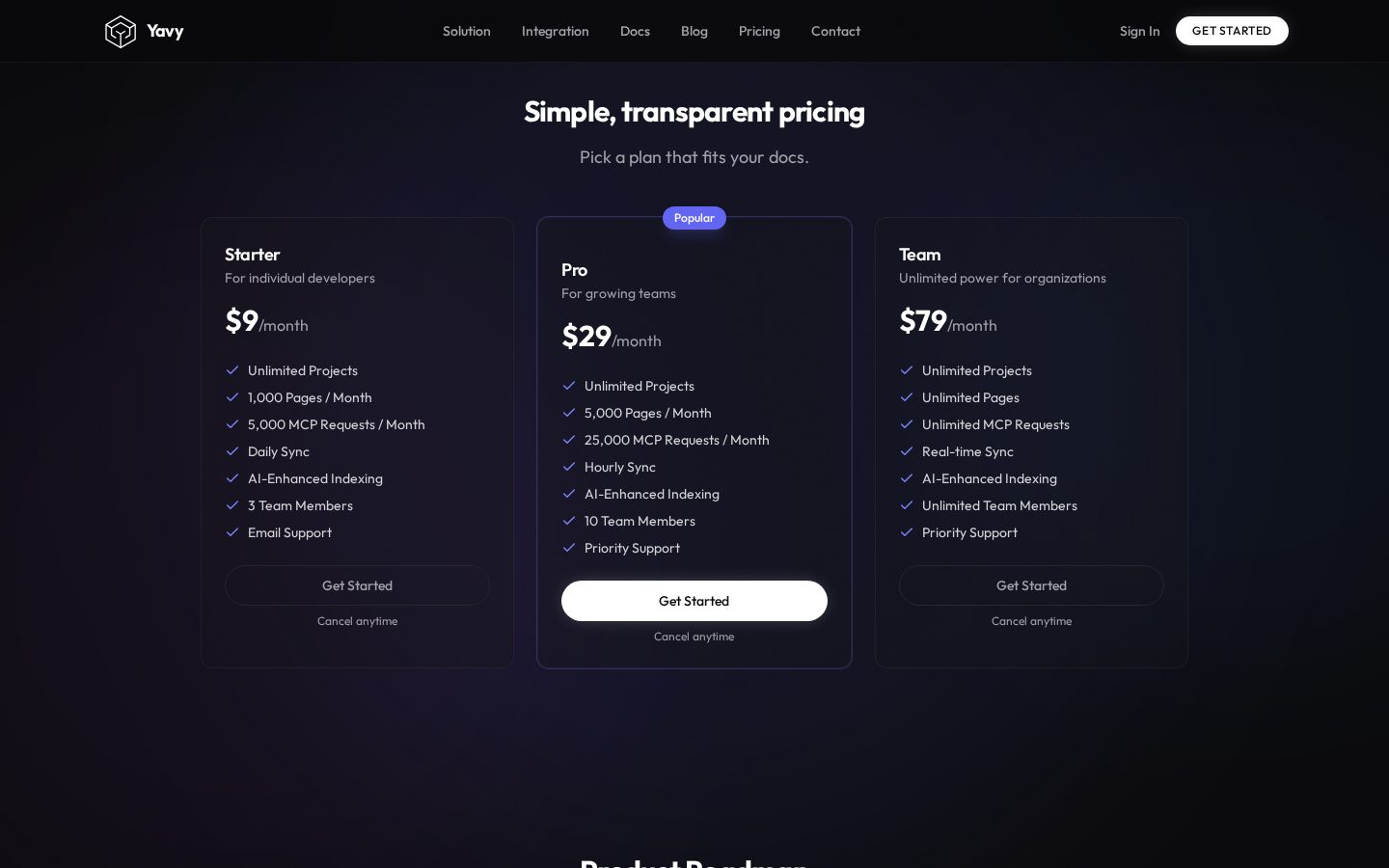 Yavy Pricing