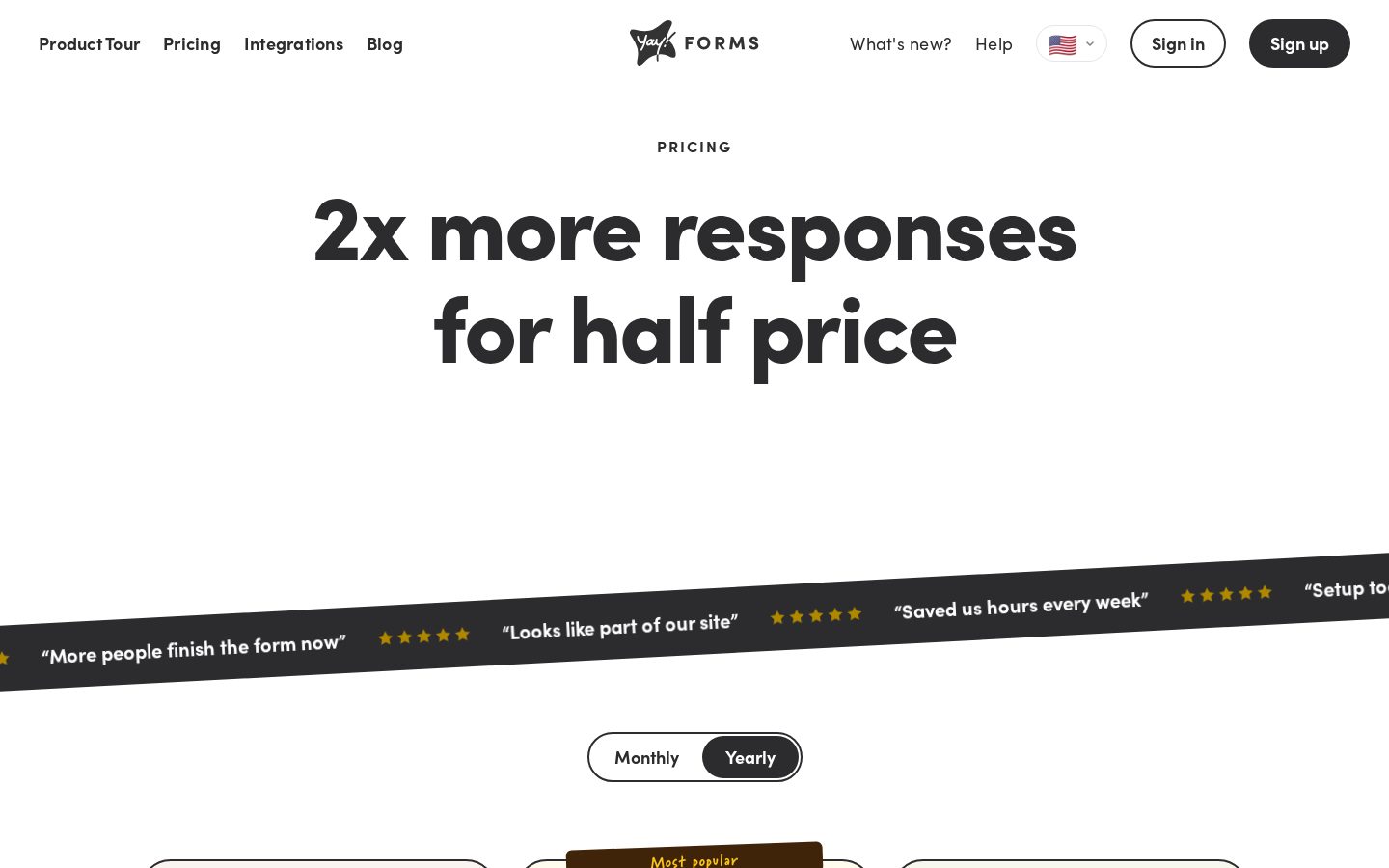Yay! Forms Pricing