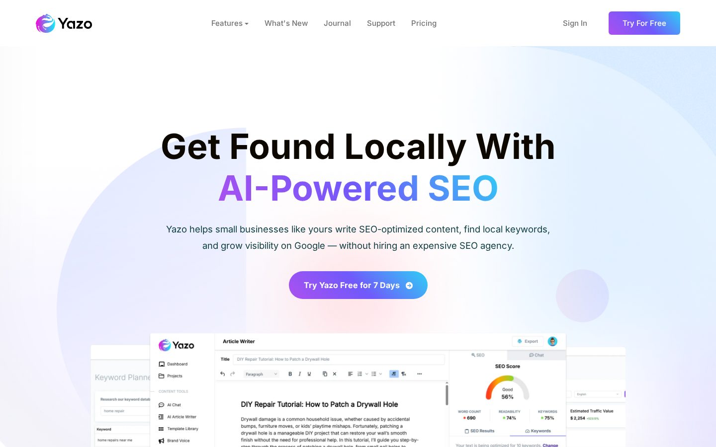 Yazo AI Homepage