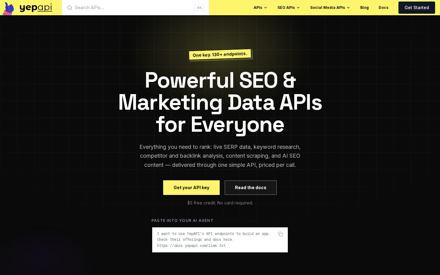 YepAPI Homepage