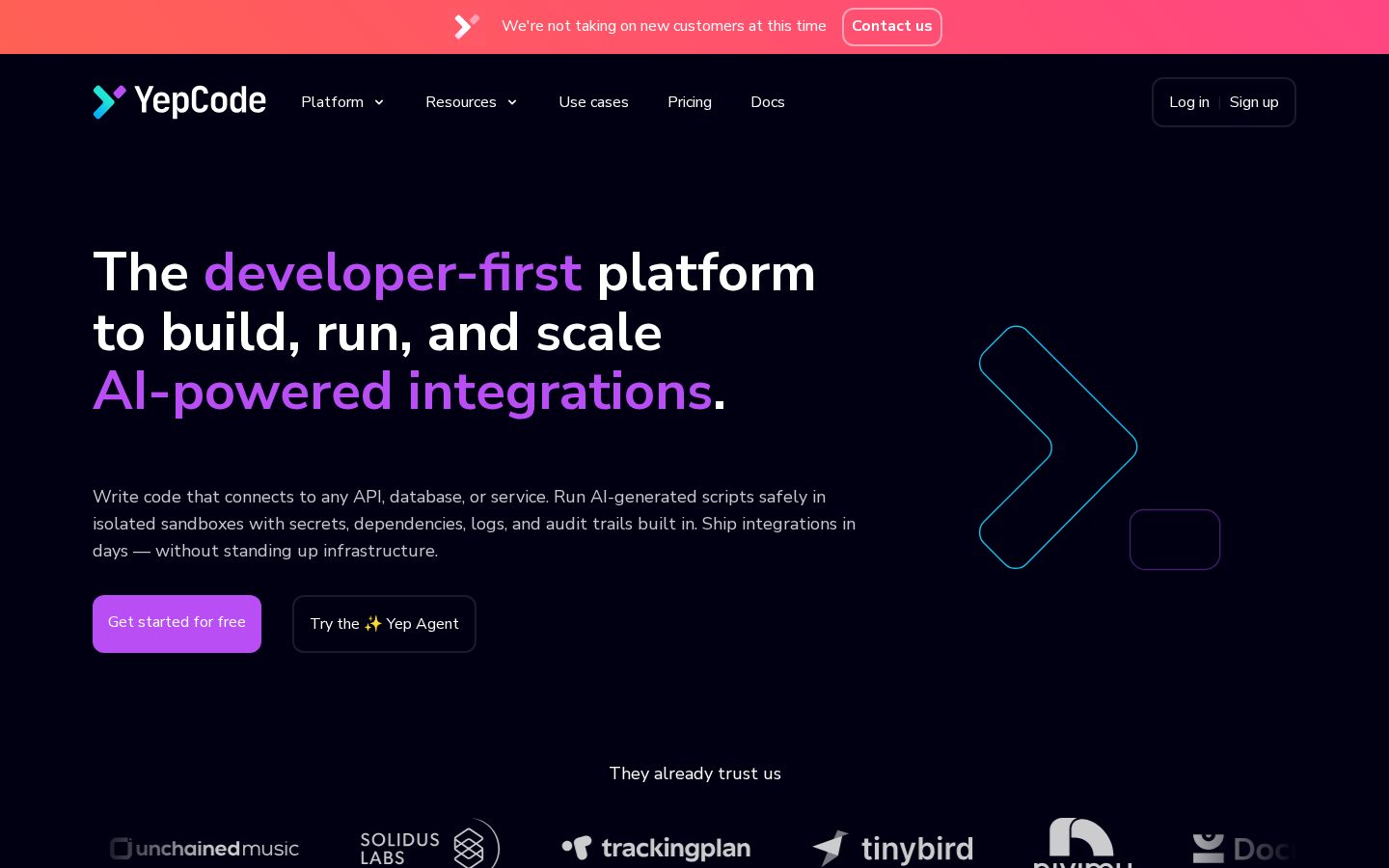 YepCode Homepage