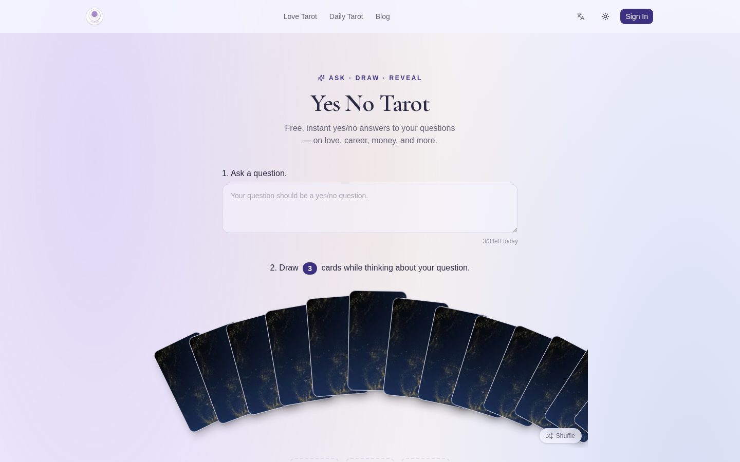 Yes or No AI Tarot Homepage