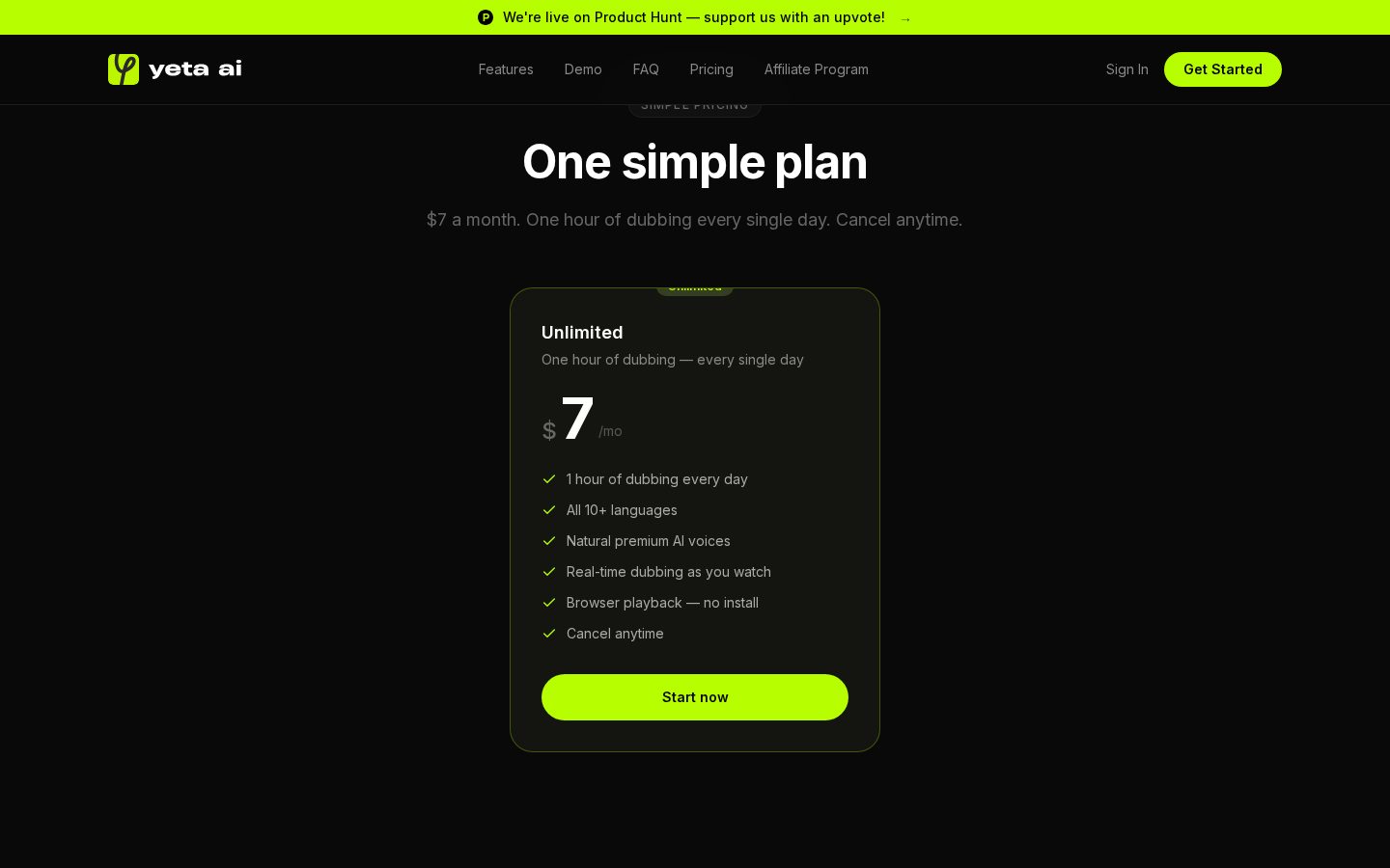 Yeta AI Pricing