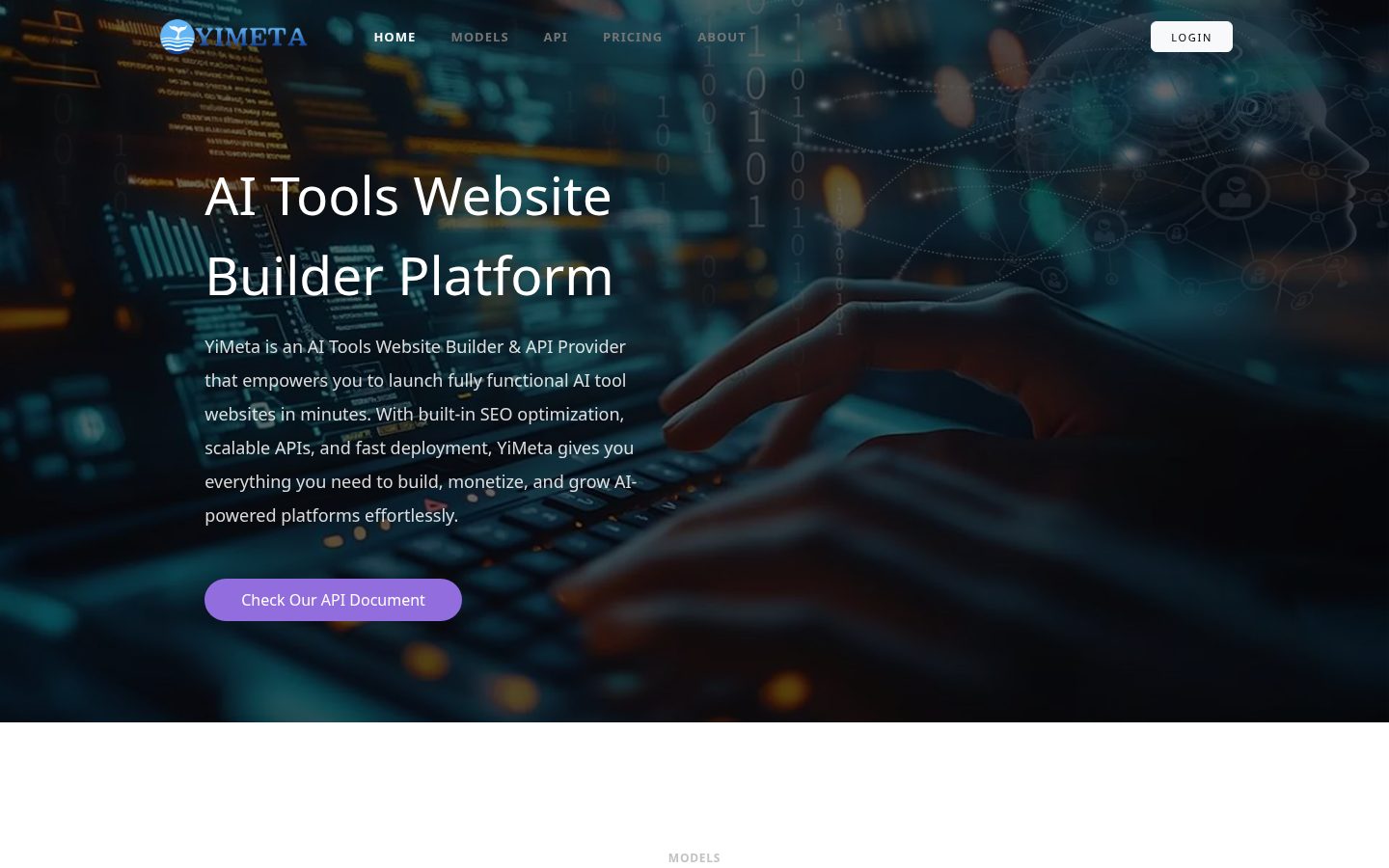 Yimeta AI - AI Tools Website Builder Platform Homepage