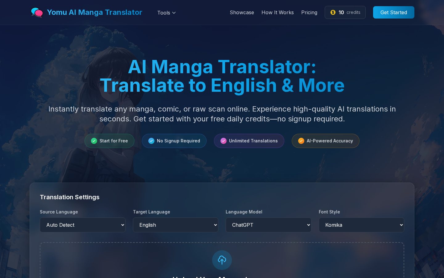 Yomu manga translator Homepage