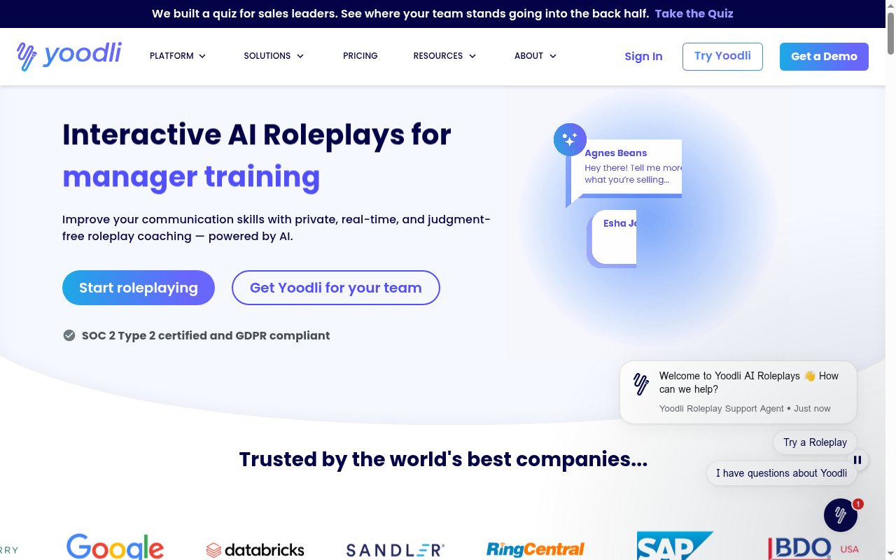 Yoodli homepage