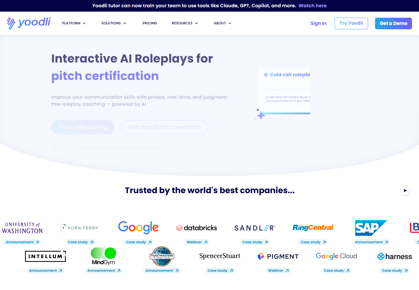Yoodli homepage