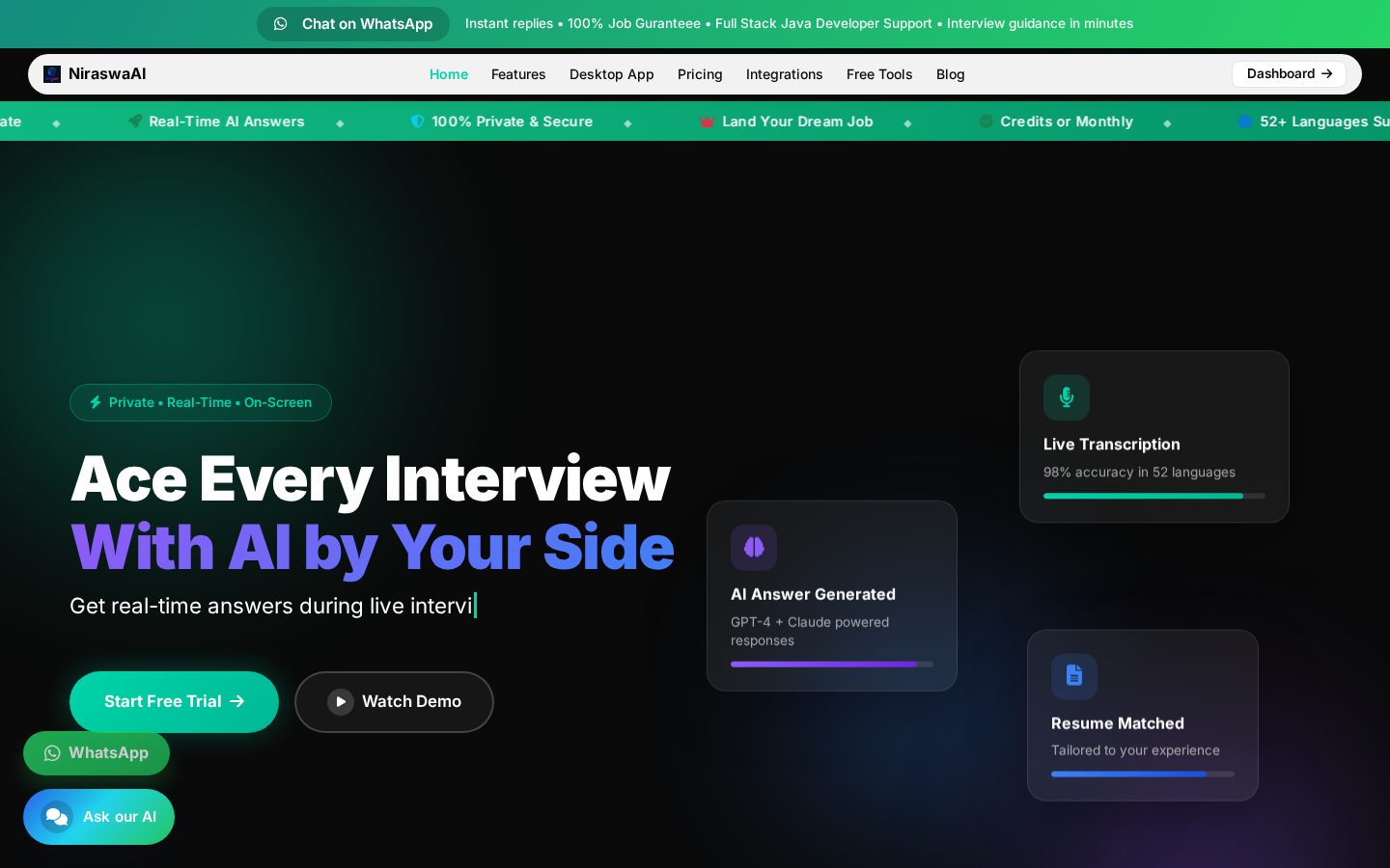 Your Real-Time AI Interview Assistant | Homepage