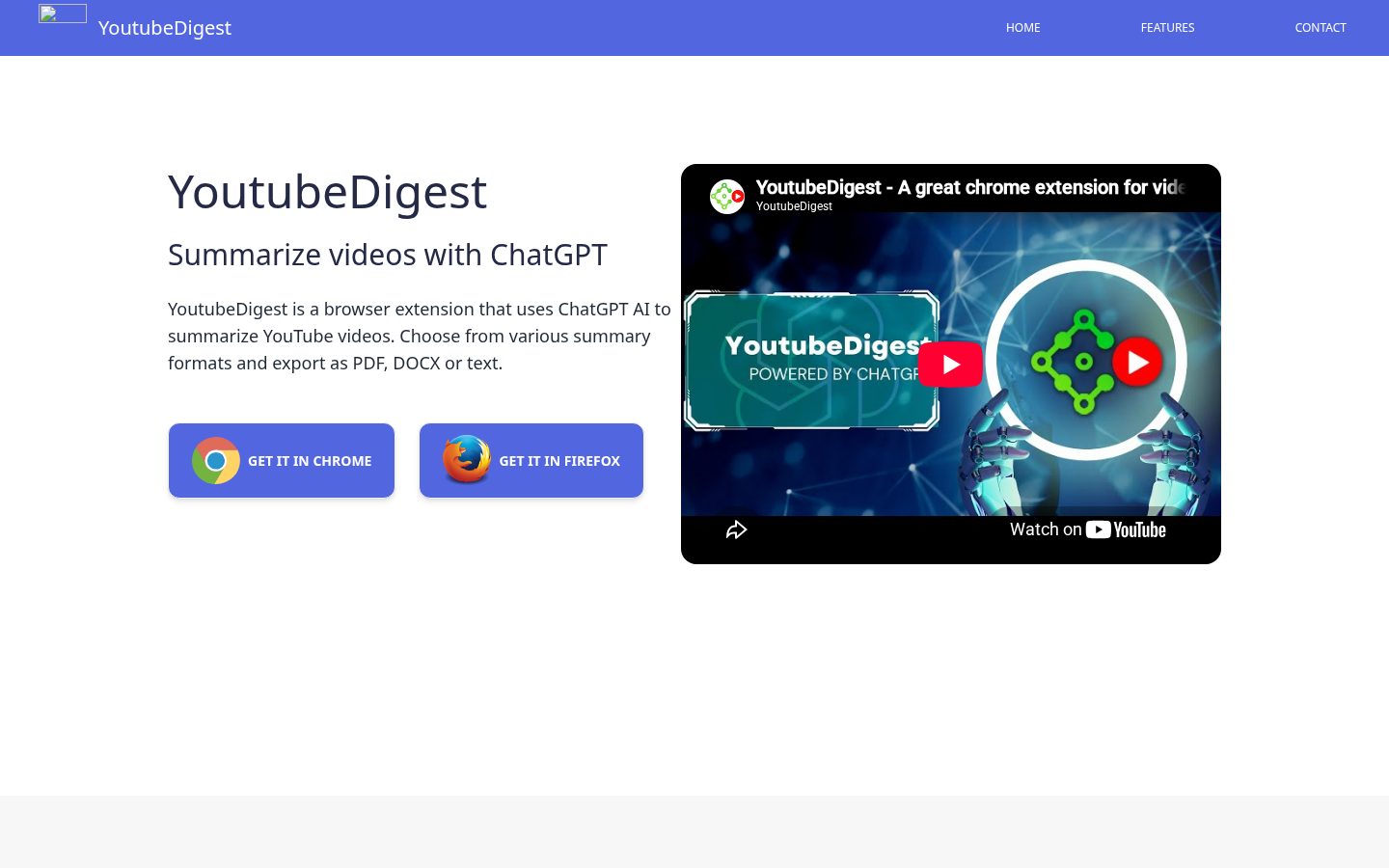 YoutubeDigest Homepage