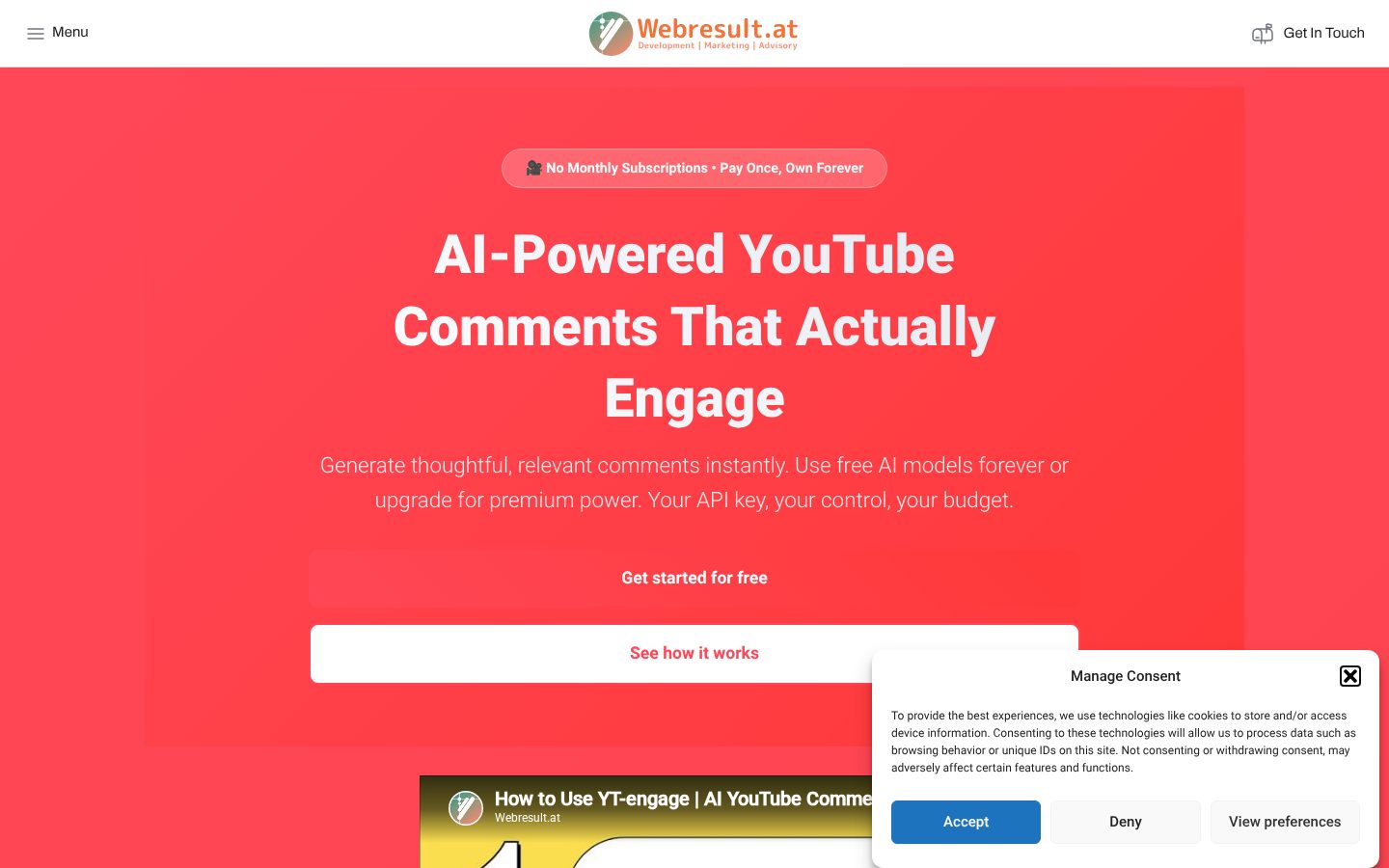 YT-Engage Homepage