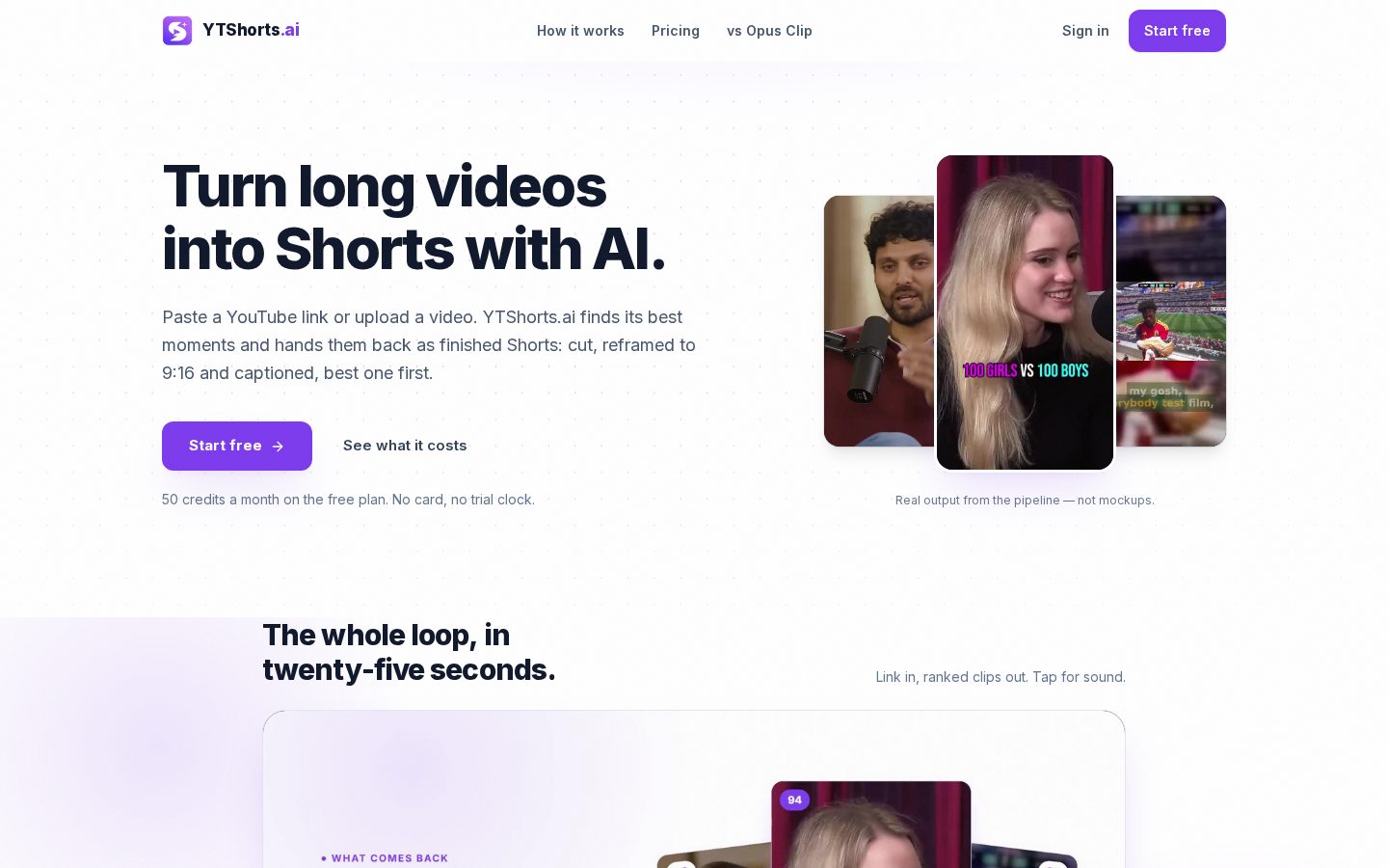 YTShorts.ai Homepage