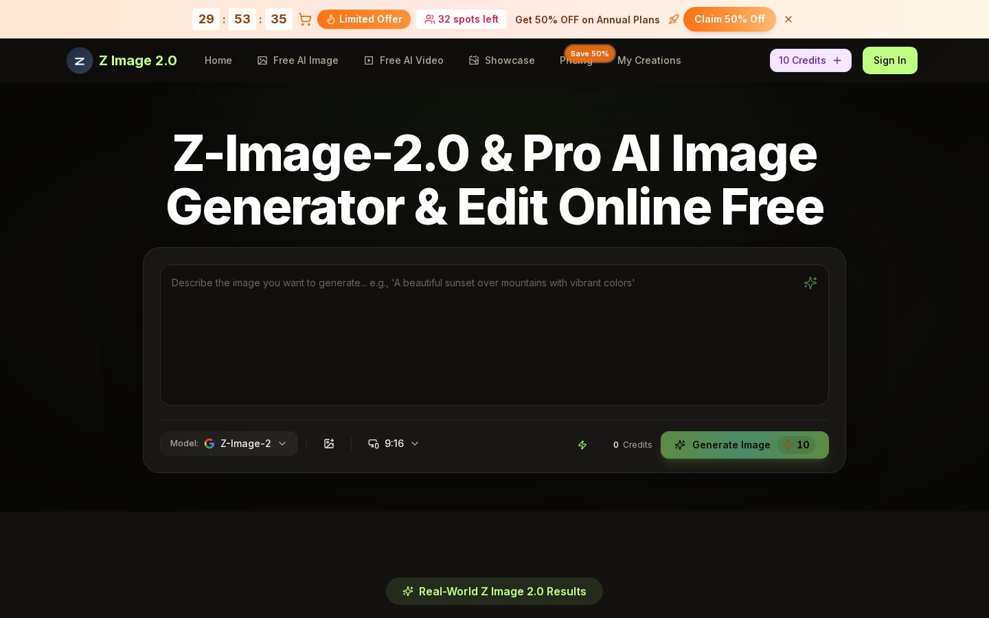 Z Image 2 Studio Homepage