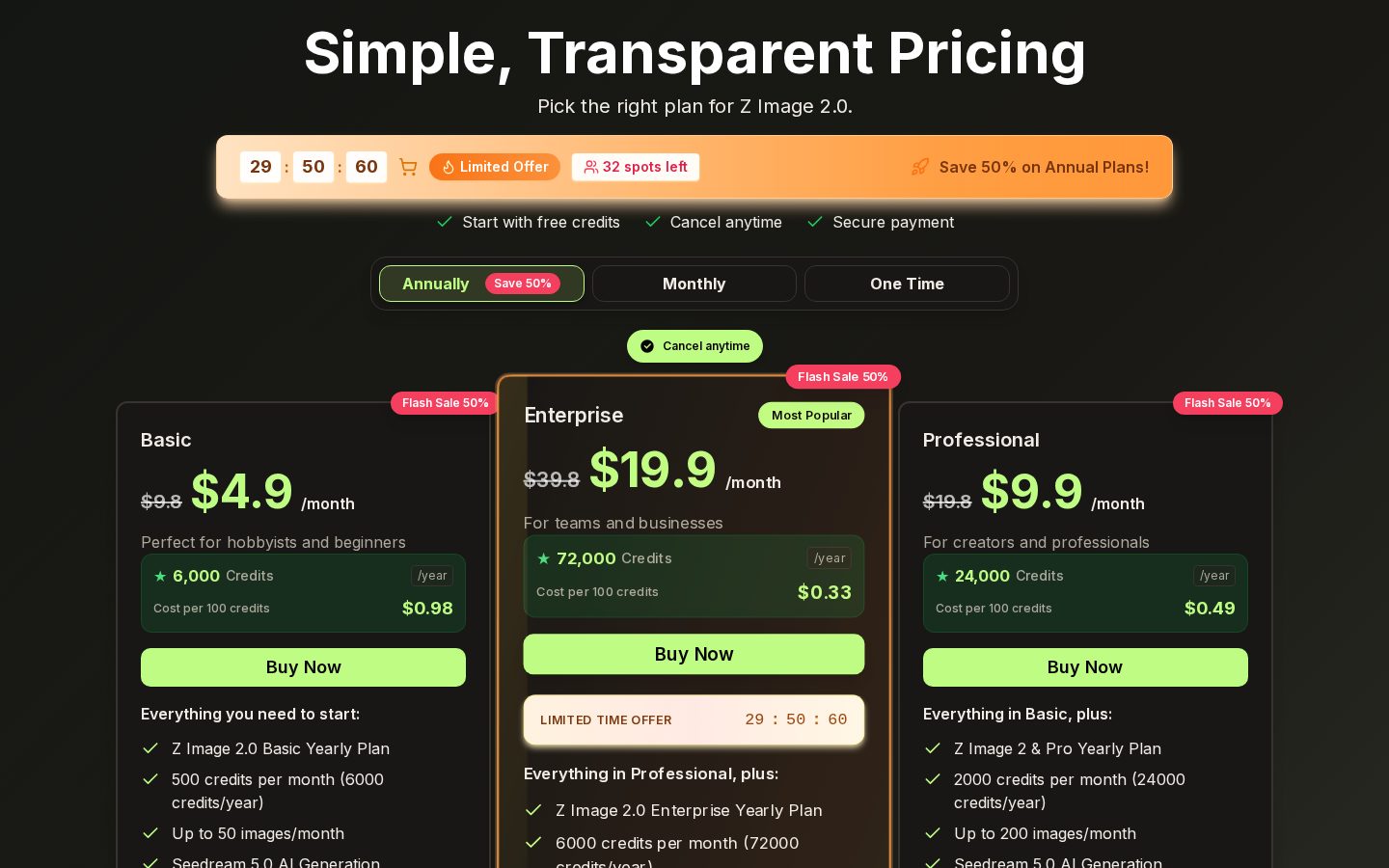 Z Image 2 Studio Pricing