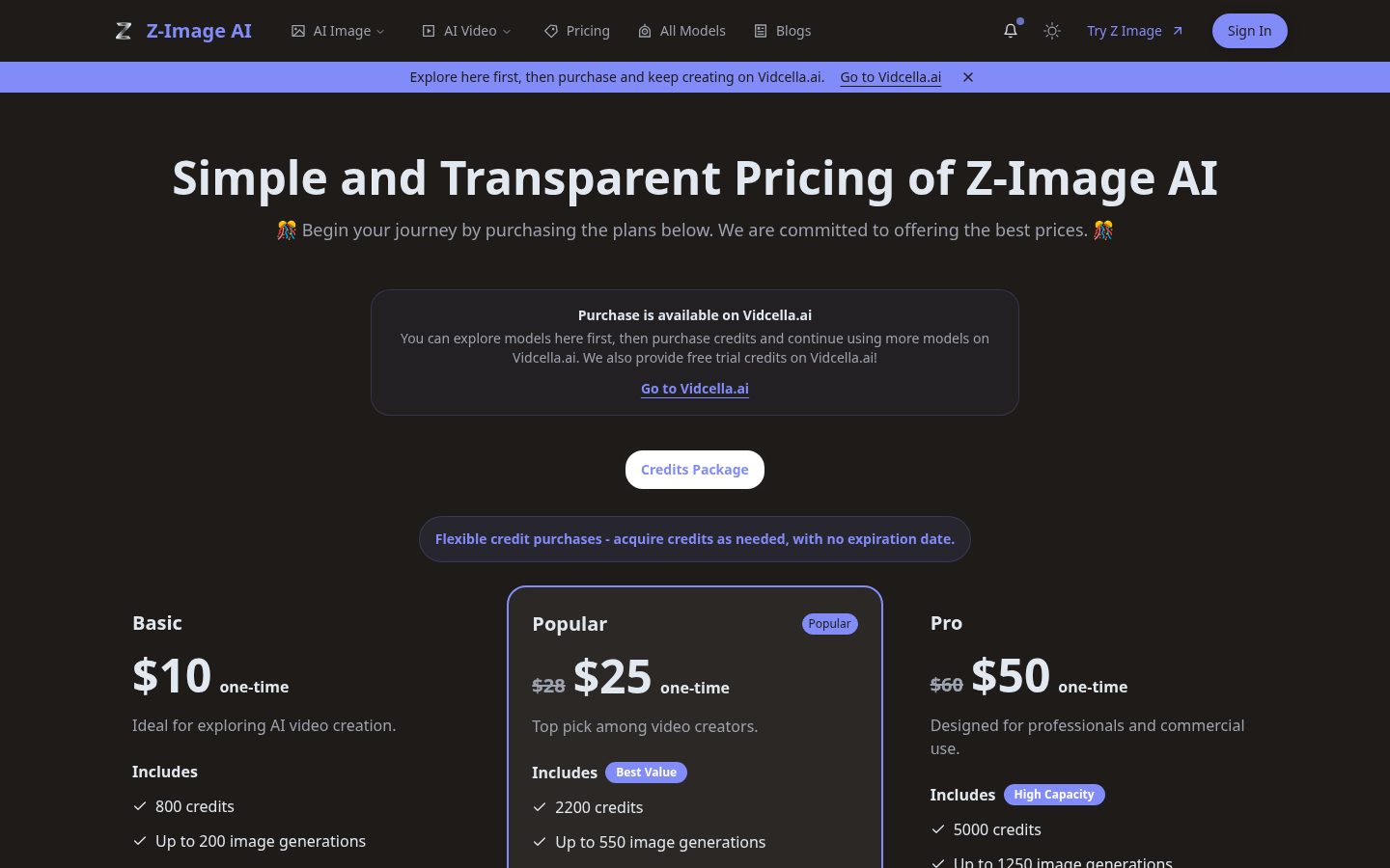 Z Image AI All in One Pricing