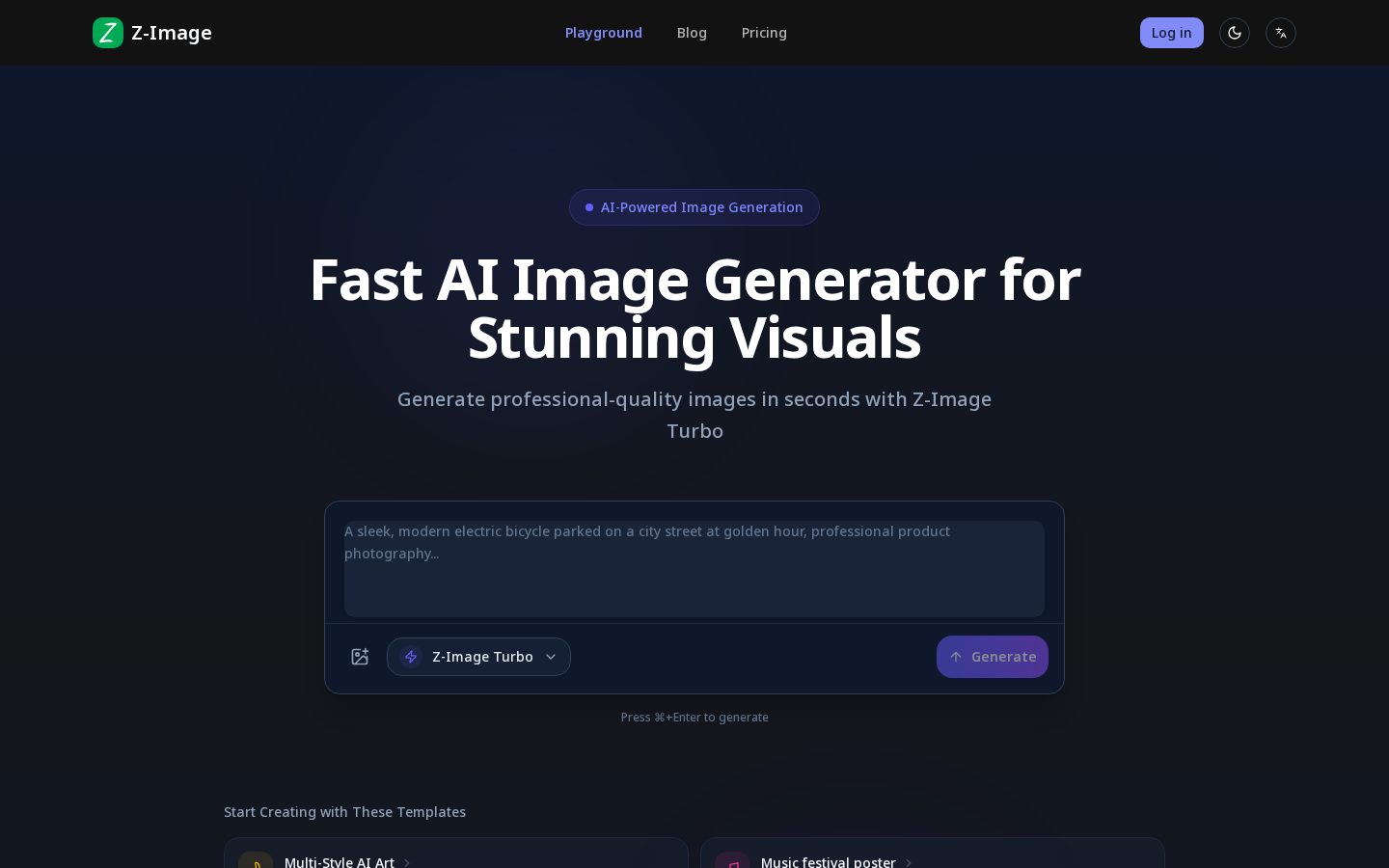 z-image AI Image Generator Homepage