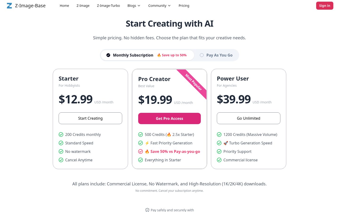 Z-Image-Base Pricing