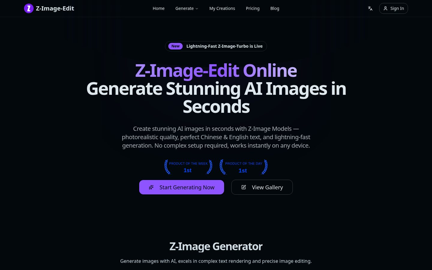 Z Image Edit Homepage