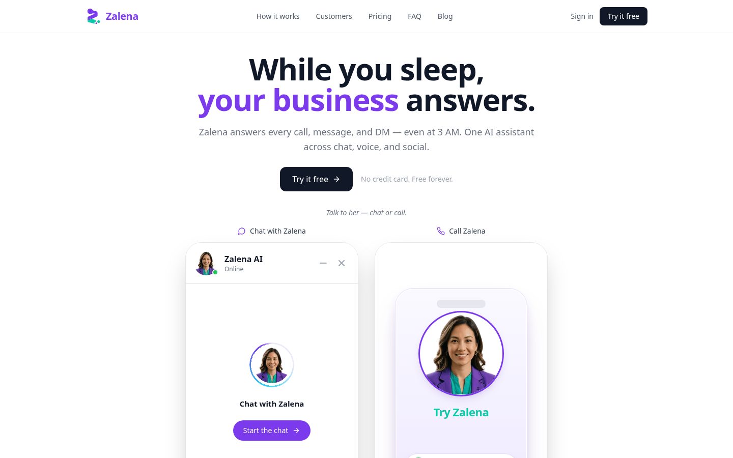 Zalena AI Homepage