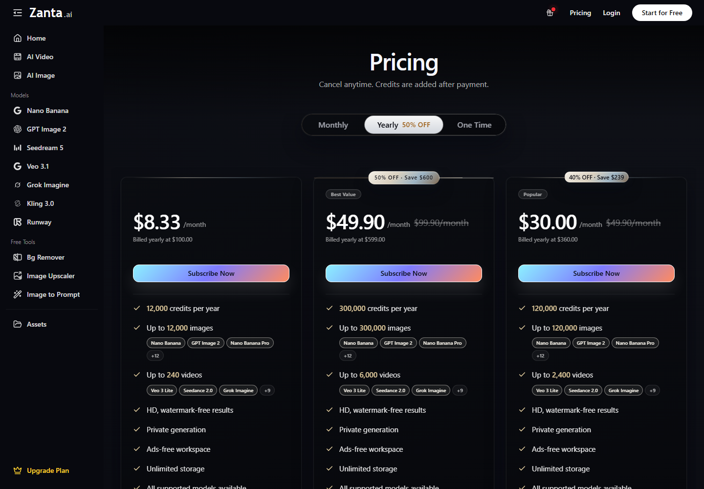 Zanta AI pricing