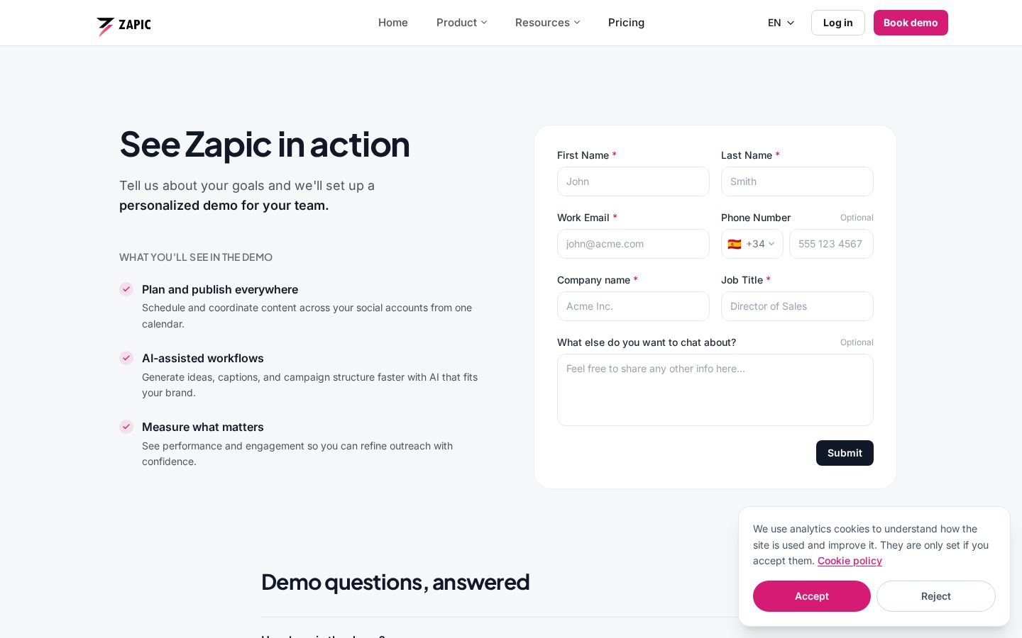 Zapic Pricing