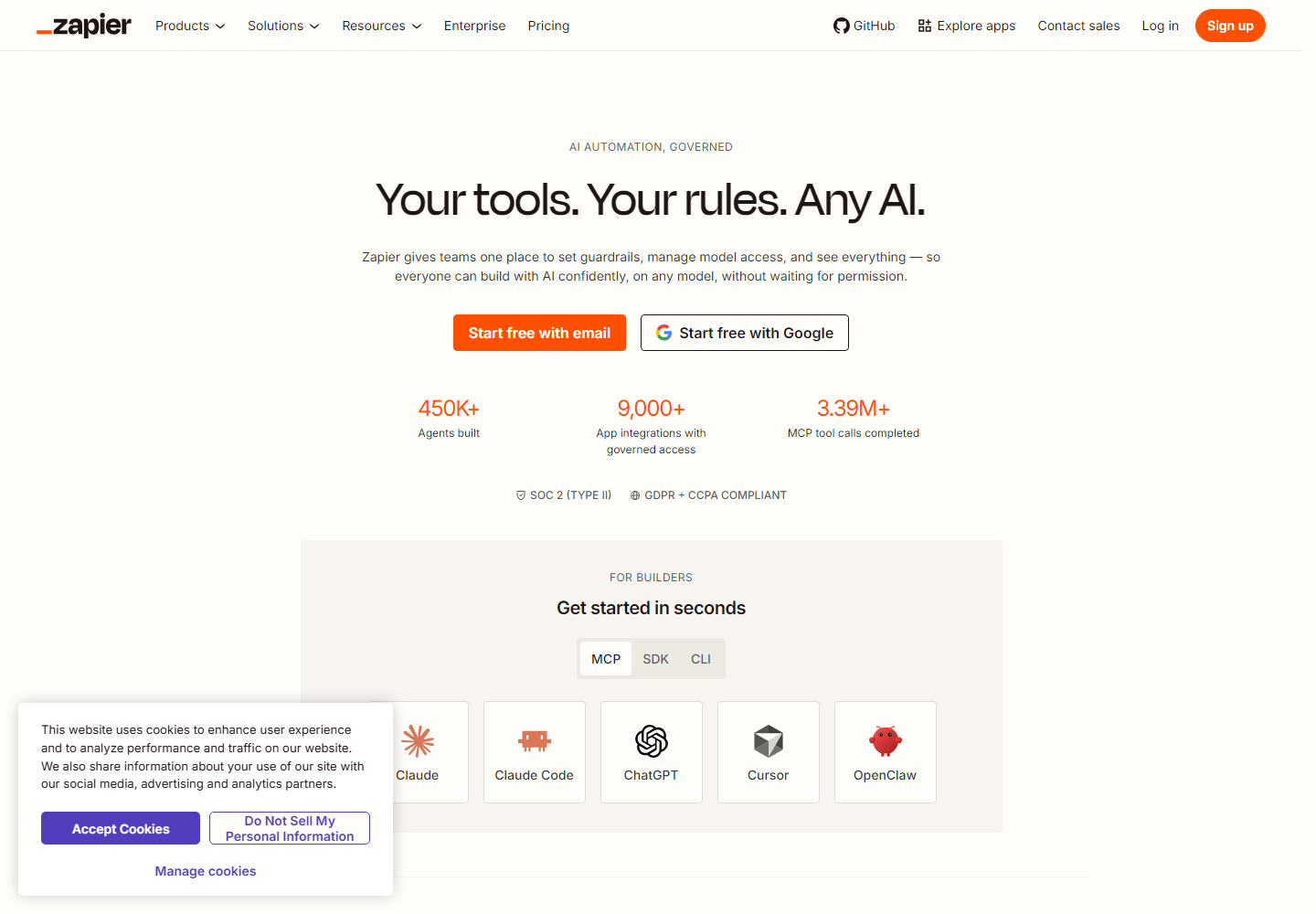 Zapier homepage