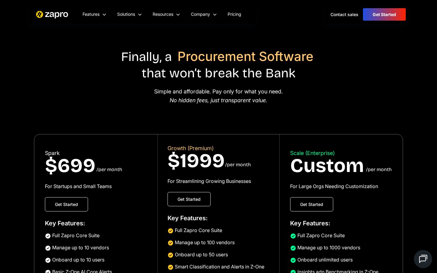 Zapro Pricing