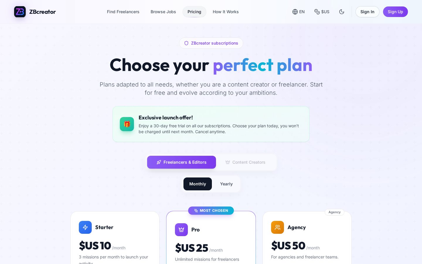 ZBcreator Pricing