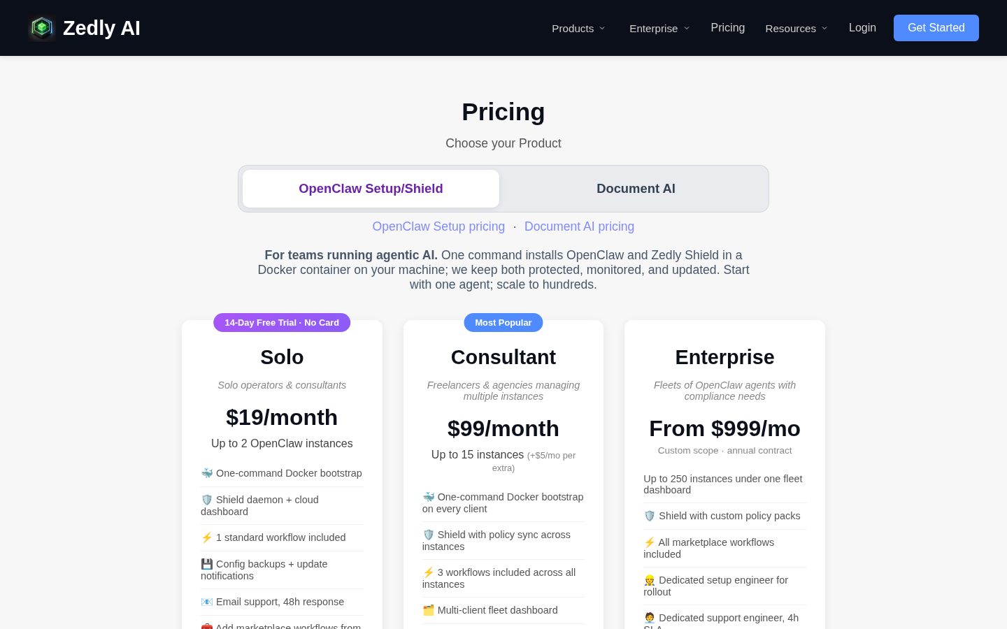 Zedly AI Setup for OpenClaw Pricing