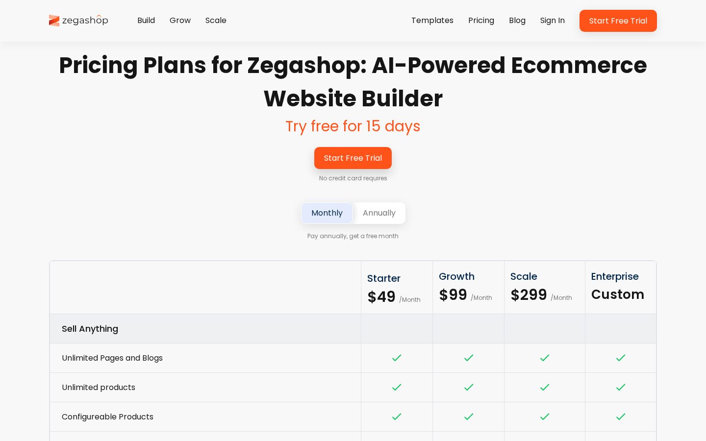 Zegashop Pricing