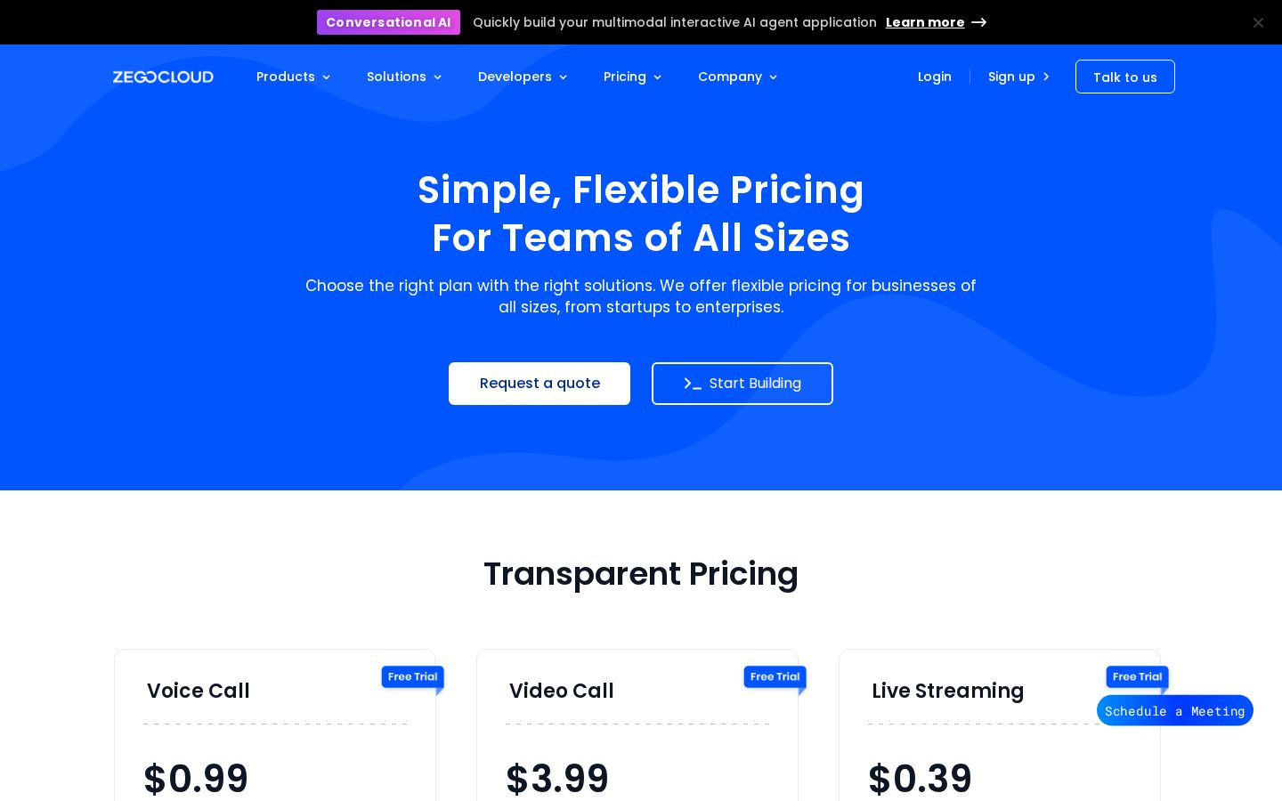 ZEGOCLOUD Pricing