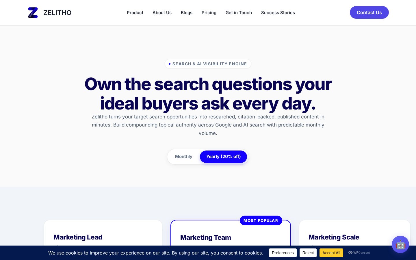 ZELITHO AI Marketing Tools Pricing