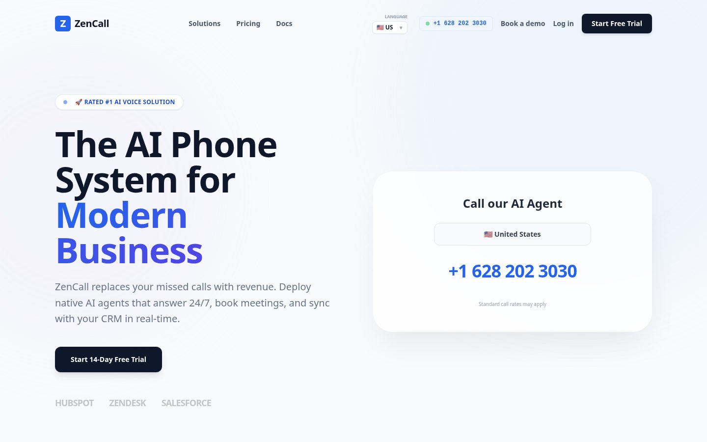 ZenCall.ai Homepage