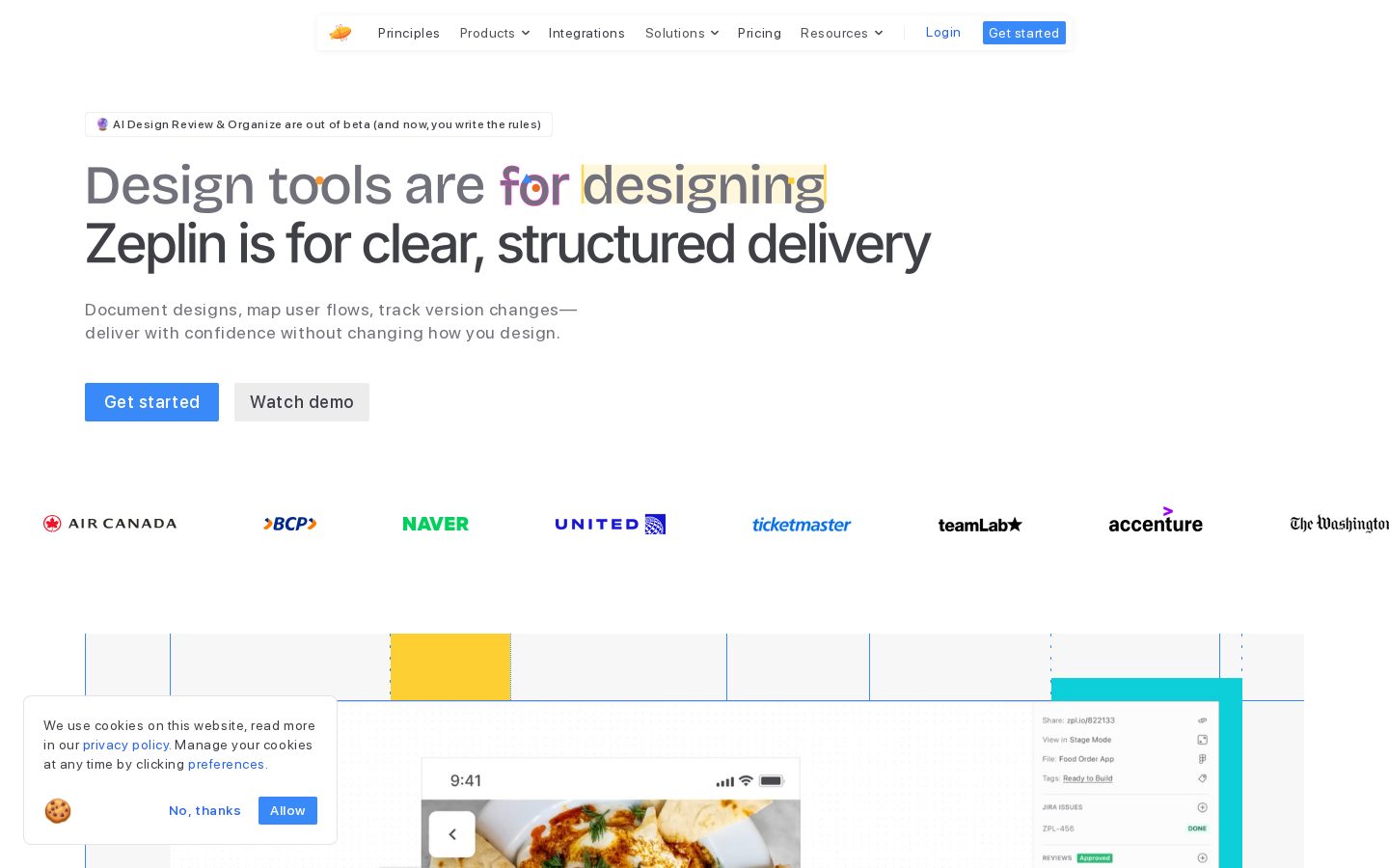 Zeplin AI Design Review Homepage