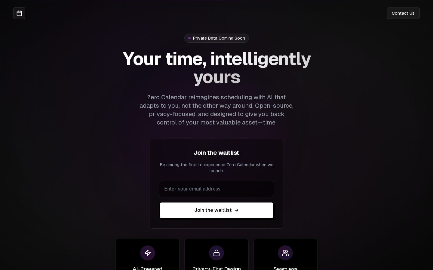 Zero Calendar Homepage