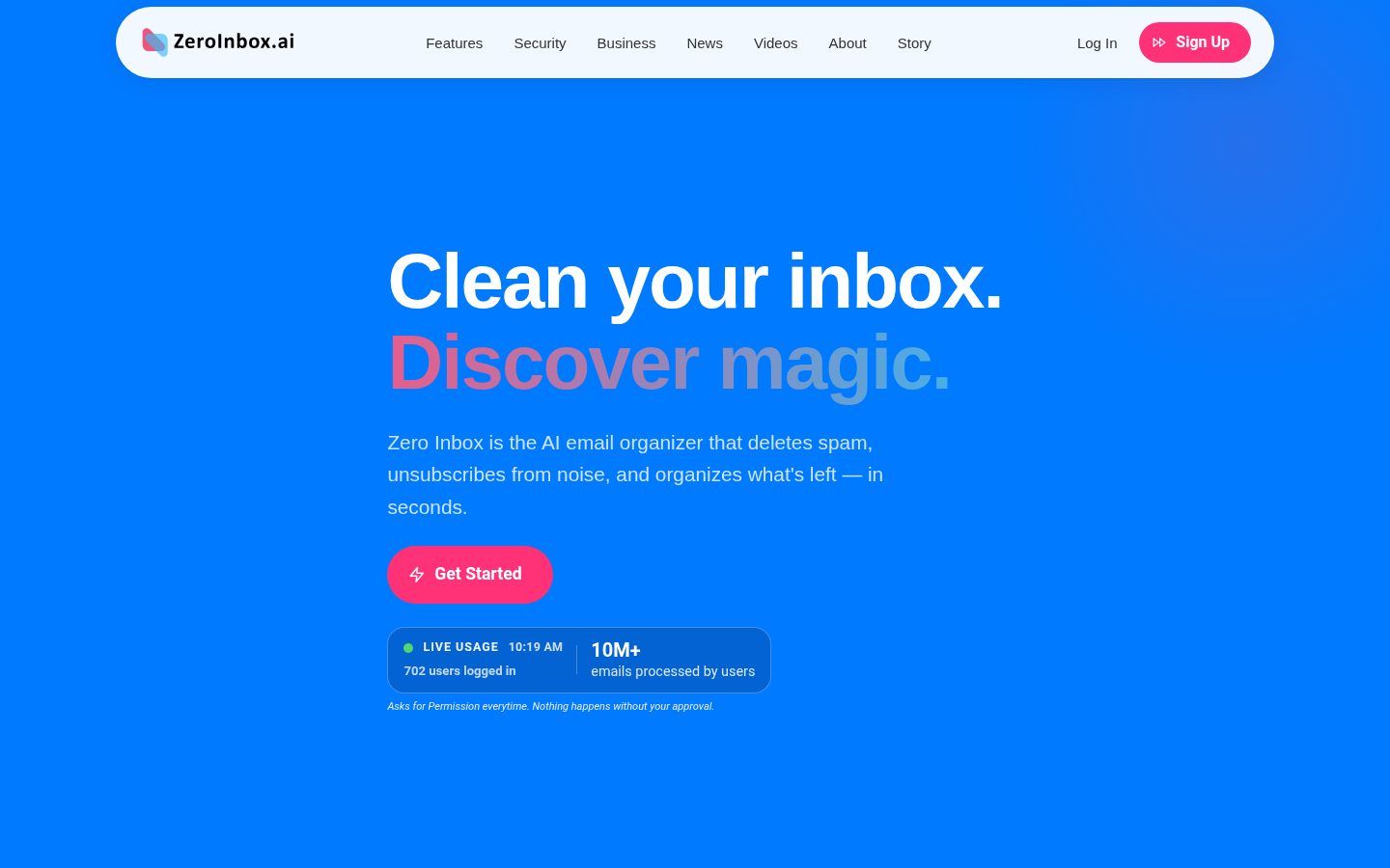 Zero Inbox Homepage