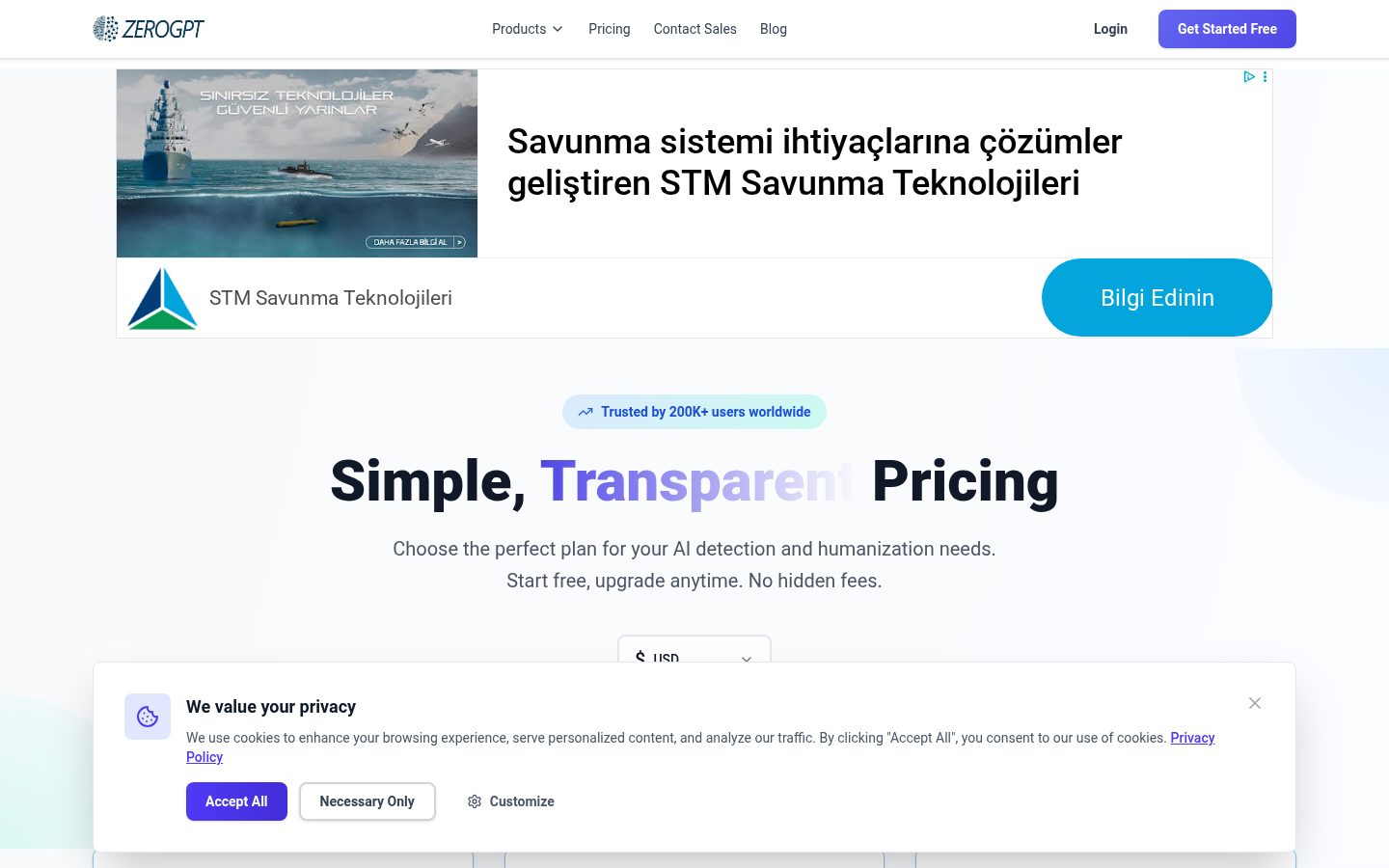 ZeroGPT.org Pricing