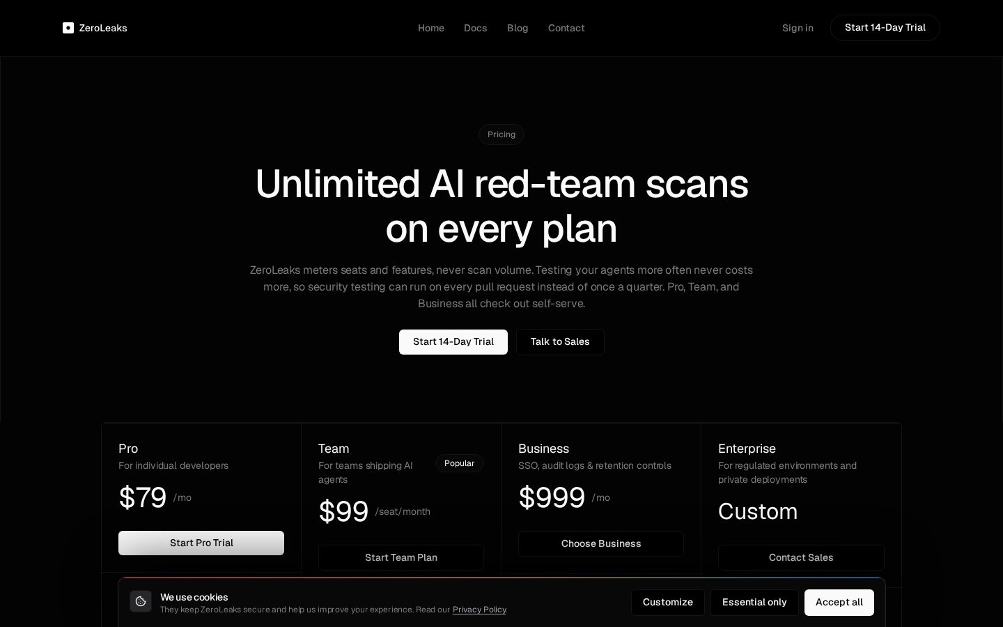 ZeroLeaks Pricing