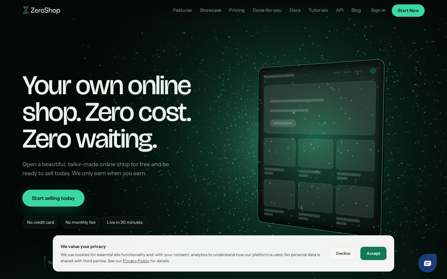 ZeroShop Homepage
