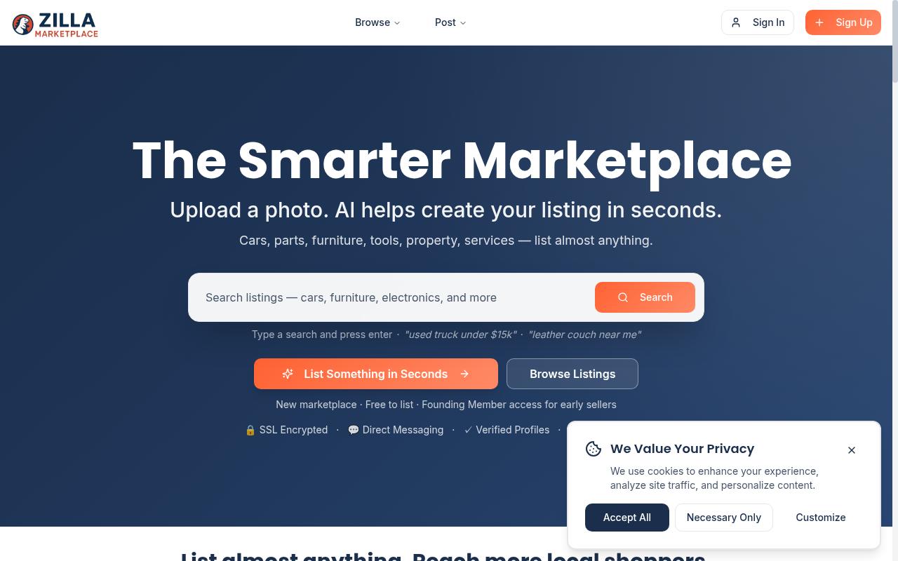 Zilla Marketplace Homepage